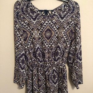 Long-sleeve romper with open back